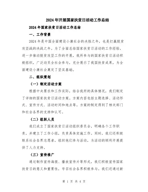 2024年开展国家扶贫日活动工作总结