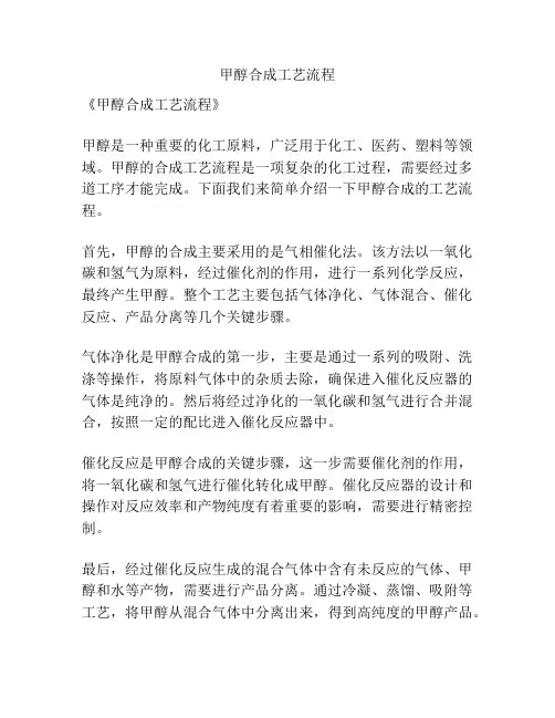 甲醇合成工艺流程