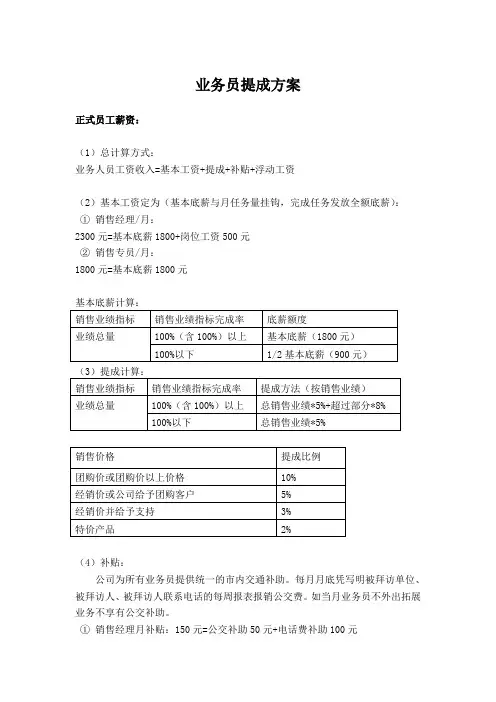 业务员提成方案