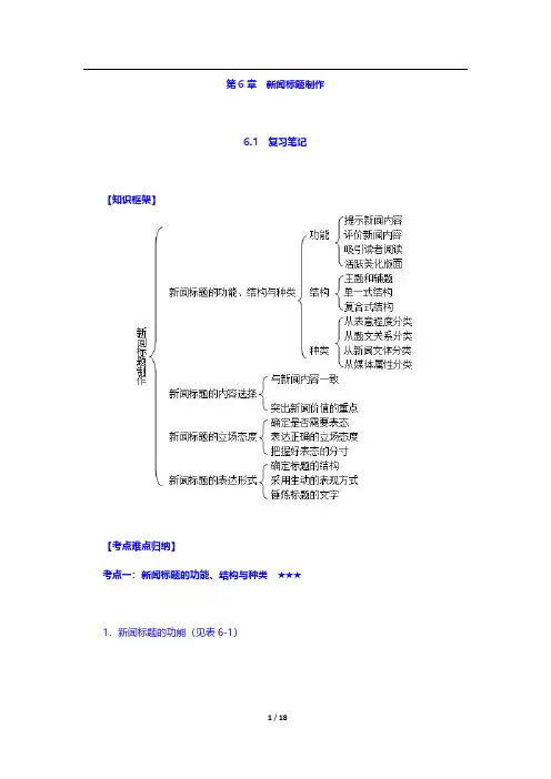 马工程《新闻编辑》复习笔记及课后习题详解-新闻标题制作【圣才出品】