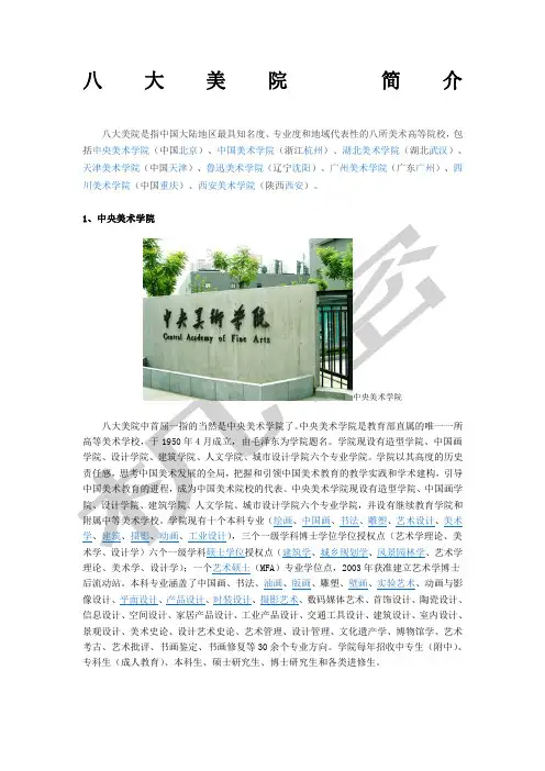 八大美院简介