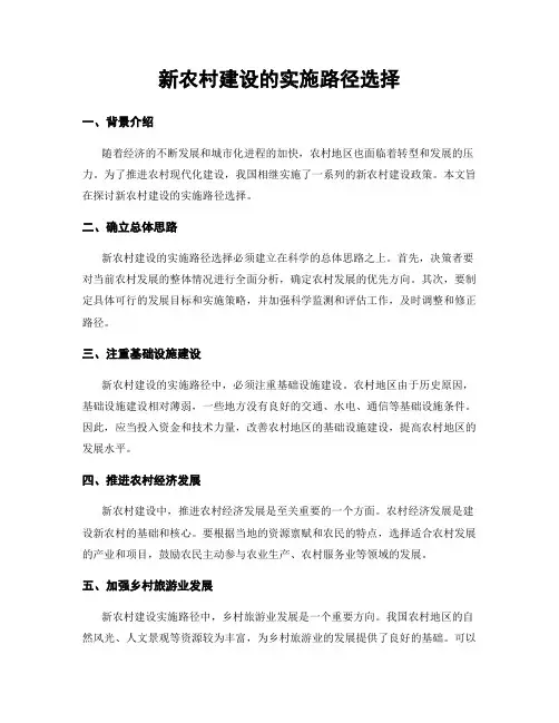 新农村建设的实施路径选择