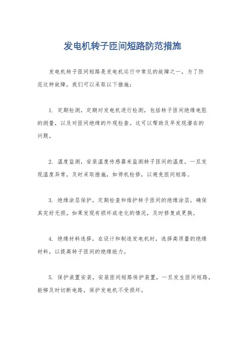 发电机转子匝间短路防范措施