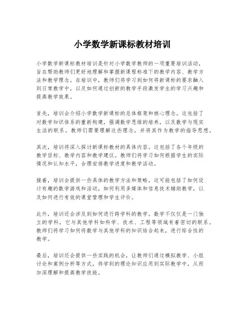 小学数学新课标教材培训