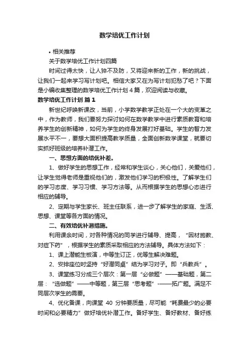 数学培优工作计划