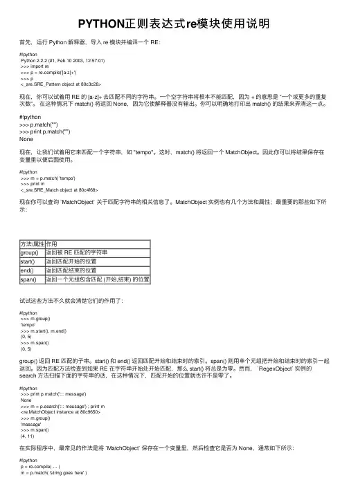 PYTHON正则表达式re模块使用说明