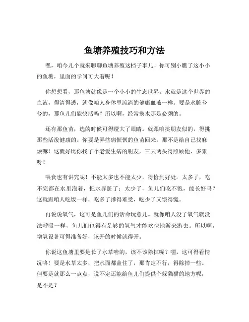 鱼塘养殖技巧和方法
