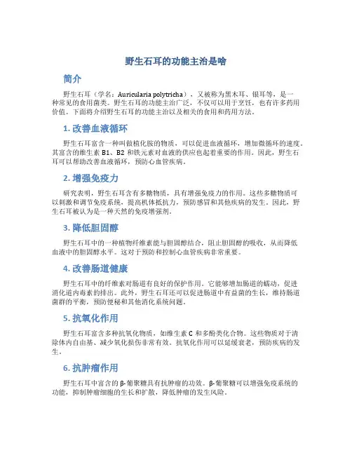 野生石耳的功能主治是啥