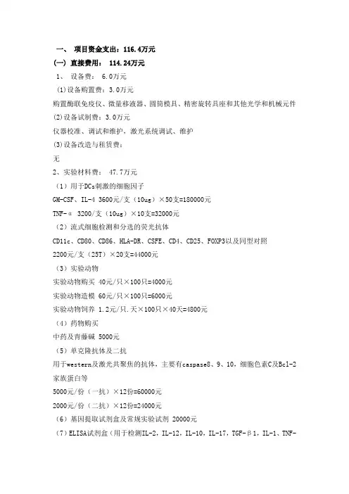 经费预算依据参考(模板)