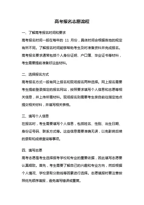 高考报名志愿流程