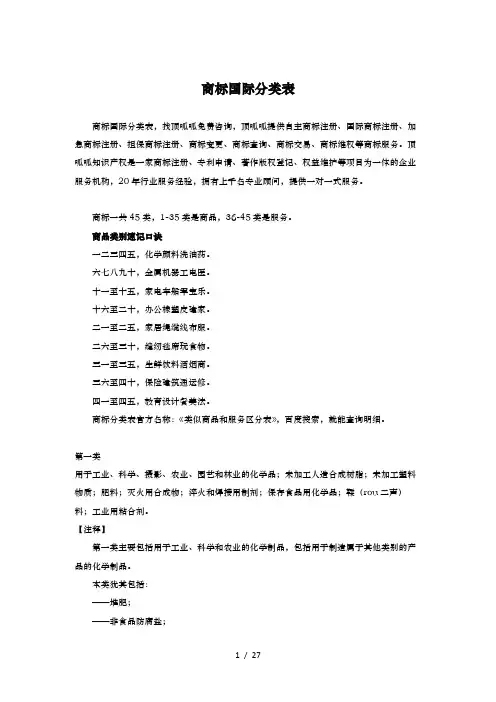 【商标国际分类表】