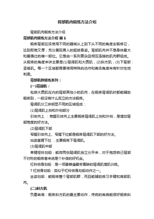 背部肌肉锻炼方法介绍