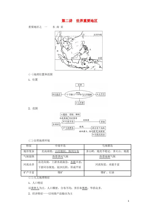 高考地理一轮复习第三部分区域地理第一章世界地理第二讲世界重要地区学案含解析