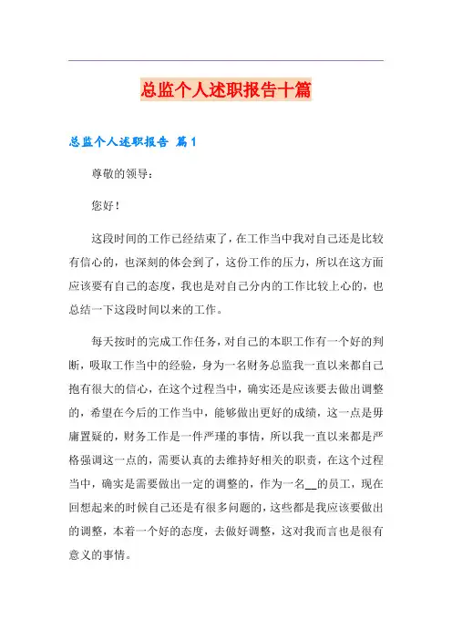 总监个人述职报告十篇