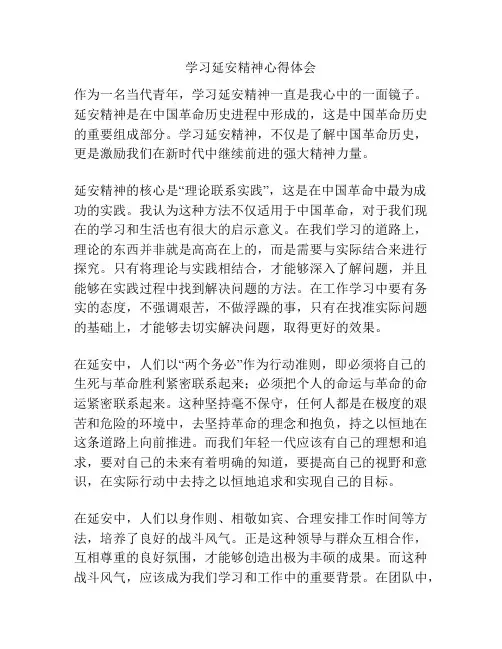 学习延安精神心得体会