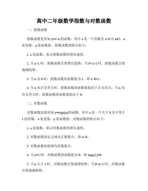 高中二年级数学指数与对数函数