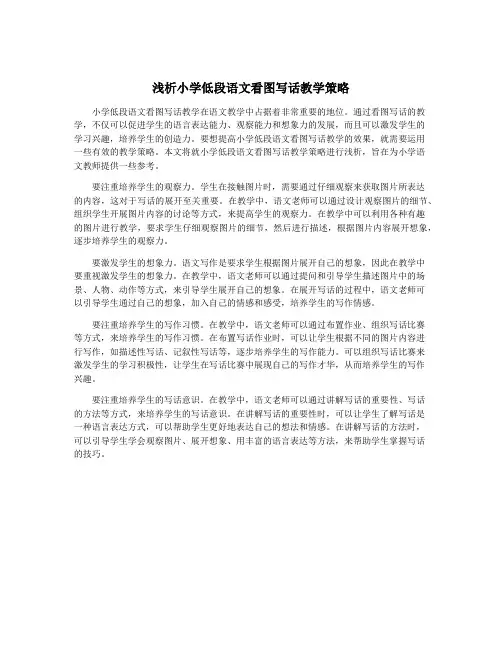 浅析小学低段语文看图写话教学策略
