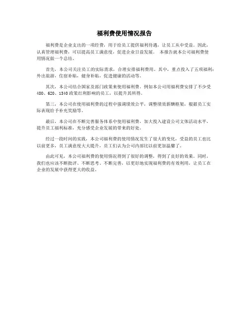 福利费使用情况报告