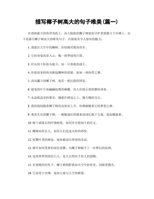 描写椰子树高大的句子唯美(精选合集2篇)