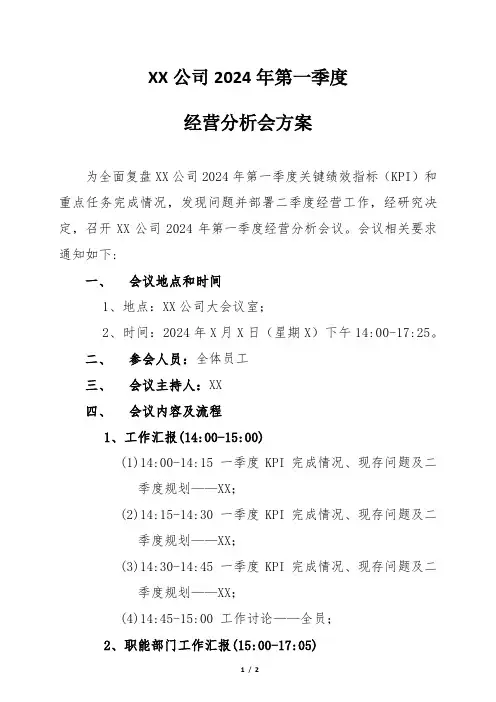 2024年度经营分析会方案