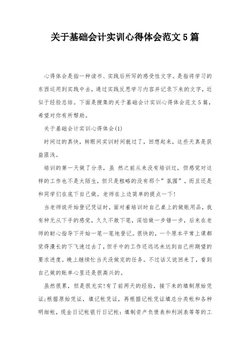 关于基础会计实训心得体会范文5篇