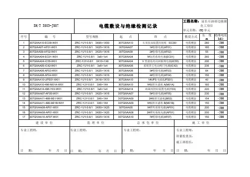 3503-J507电缆敷设与绝缘检测记录