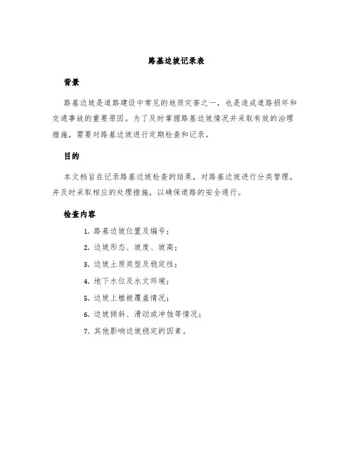 路基边坡记录表