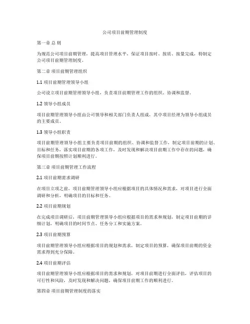 公司项目前期管理制度