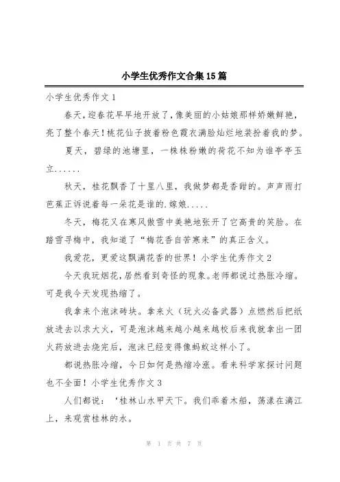 小学生优秀作文合集15篇