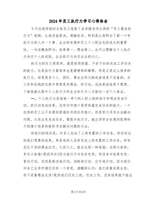 2024年员工执行力学习心得体会(2篇)