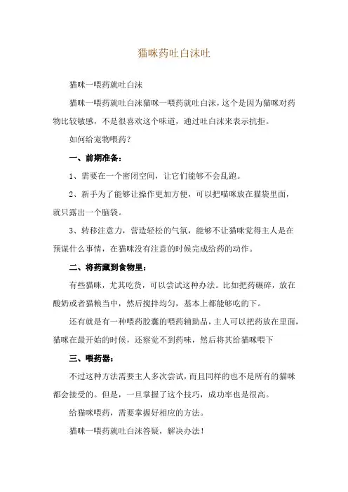 猫咪药吐白沫吐