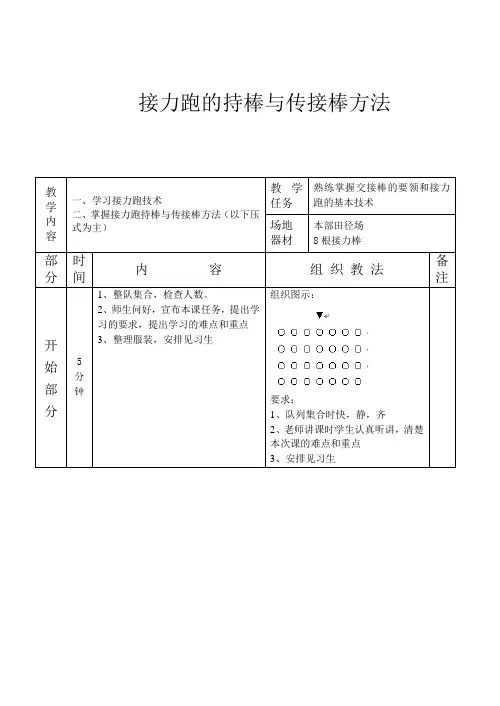 接力跑的持棒与传