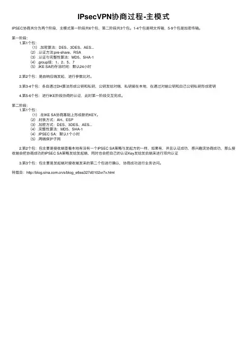 IPsecVPN协商过程-主模式