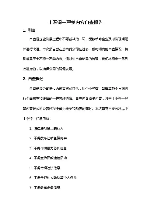 十不得一严禁内容自查报告