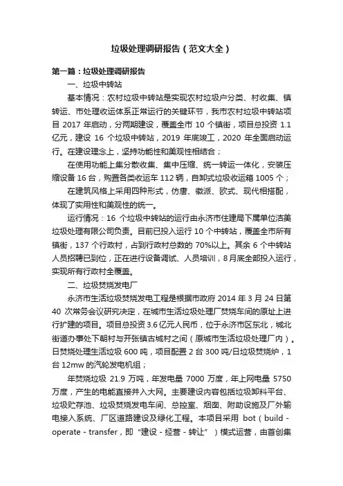 垃圾处理调研报告（范文大全）