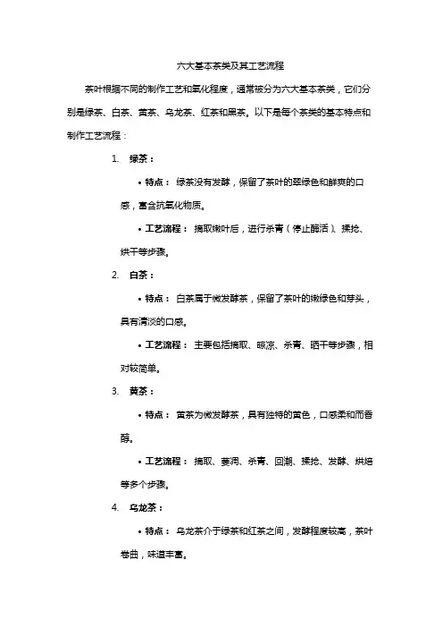 六大基本茶类及其工艺流程