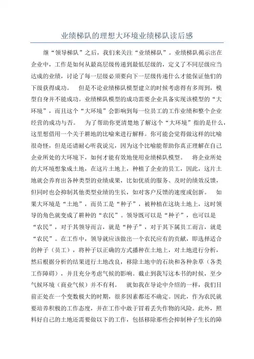 业绩梯队的理想大环境业绩梯队读后感