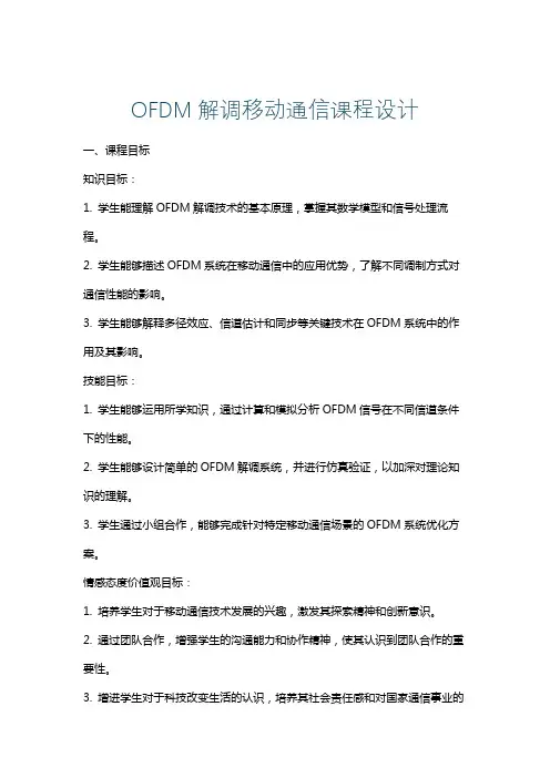 OFDM解调移动通信课程设计