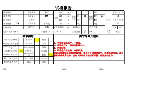 试模报告表