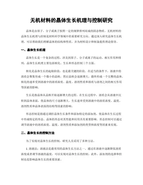 无机材料的晶体生长机理与控制研究