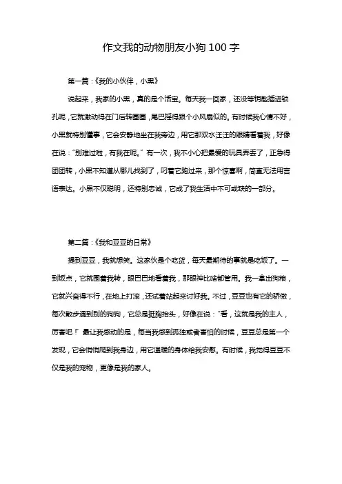 作文我的动物朋友小狗100字