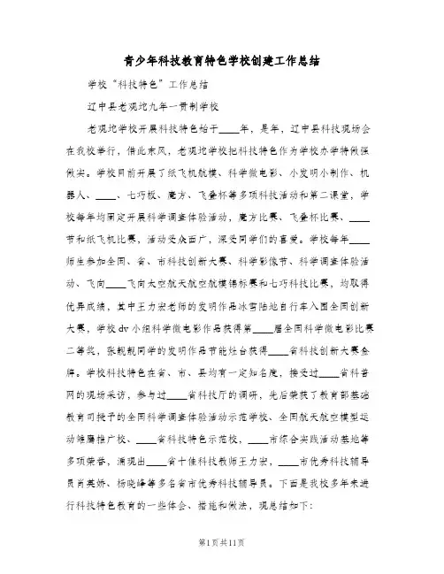 青少年科技教育特色学校创建工作总结（二篇）