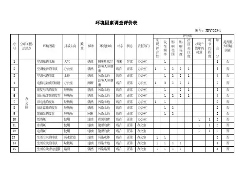 环境因素调查评价表