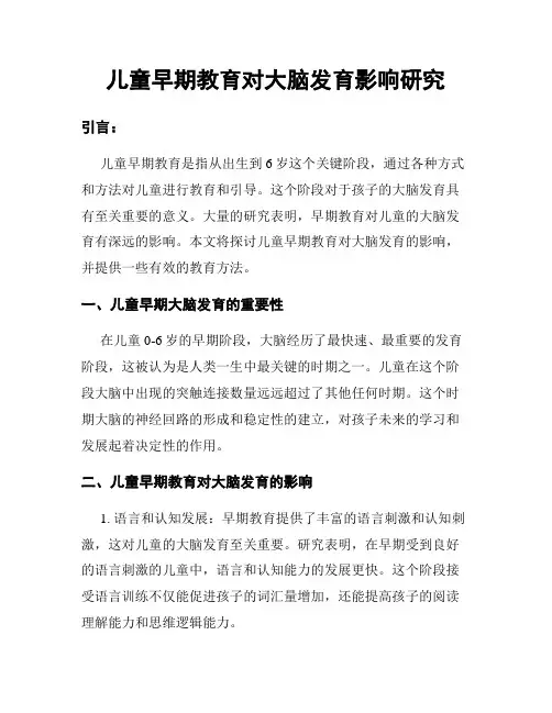 儿童早期教育对大脑发育影响研究