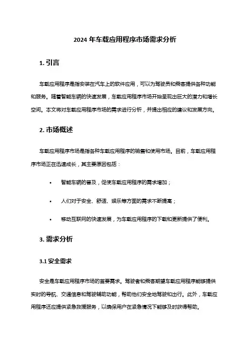 2024年车载应用程序市场需求分析