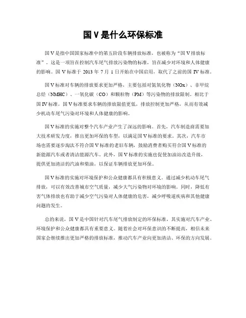 国V是什么环保标准