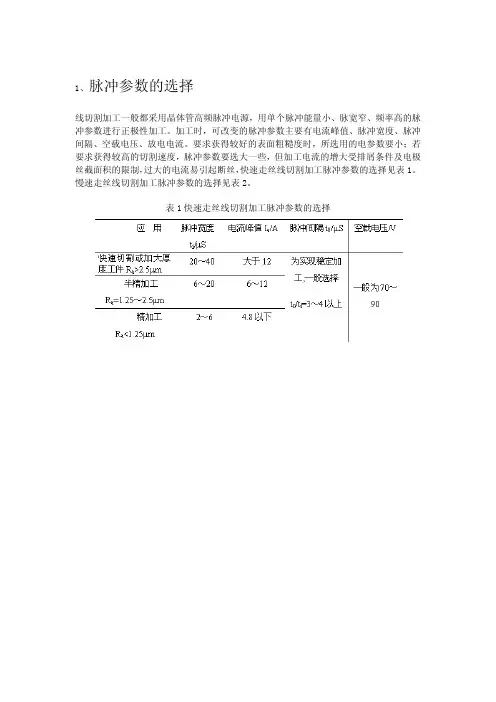 线切割加工工艺参数选择.