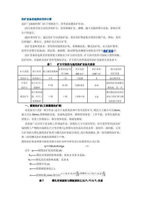 洗矿设备的选择应用和计算