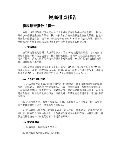 摸底排查报告