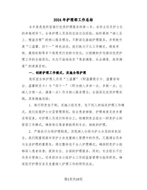 2024年护理部工作总结（六篇）